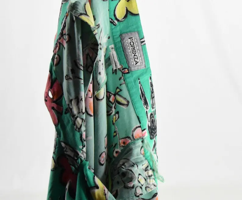 80s Vintage Rayon Button Front Midi Skirt XS Mint Green Folk Art Novelty Print - Etsy | Etsy (Global)