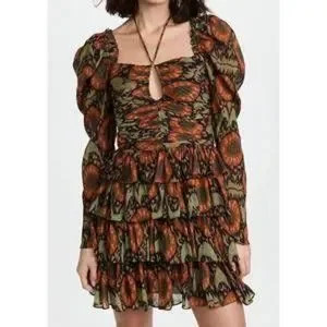 Womens Ulla Johnson Naiya Nocturne Black Green Gold Metallic Halter Dress 0 | Poshmark