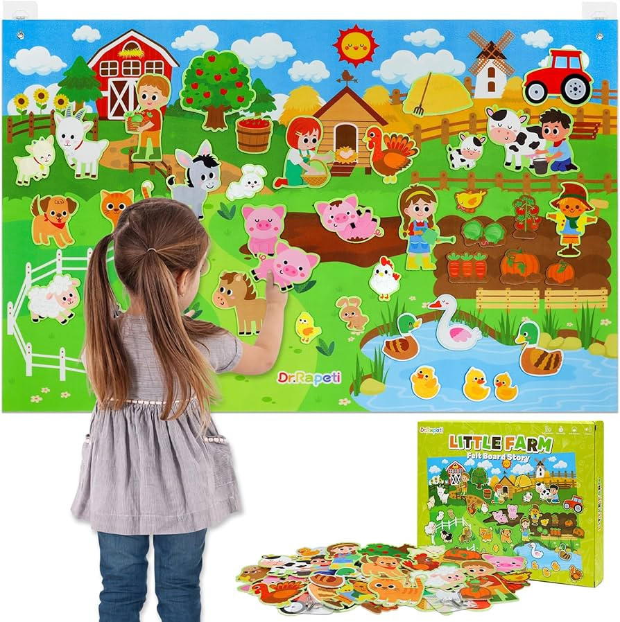Dr.Rapeti Farm Animals Felt Story Board Set 41PCS Preschool Farmhouse Barnyard Theme Busy Board S... | Amazon (US)
