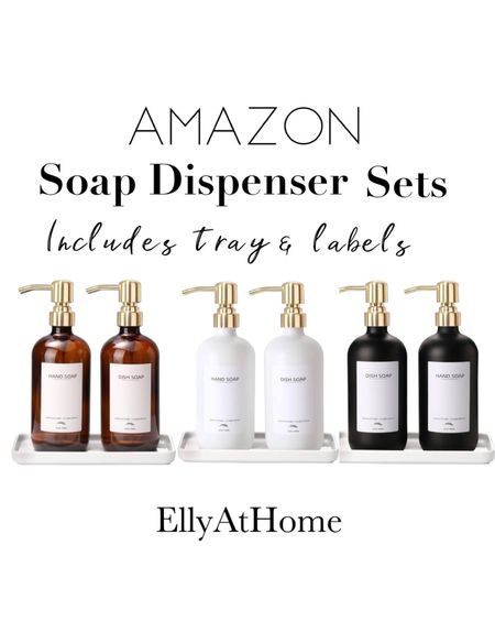 Best selling soap dispenser sets from Amazon home. Choose your favorite color, comes with tray and labels. Kitchen, bathroom. Free shipping. 

#LTKfindsunder50 #LTKhome