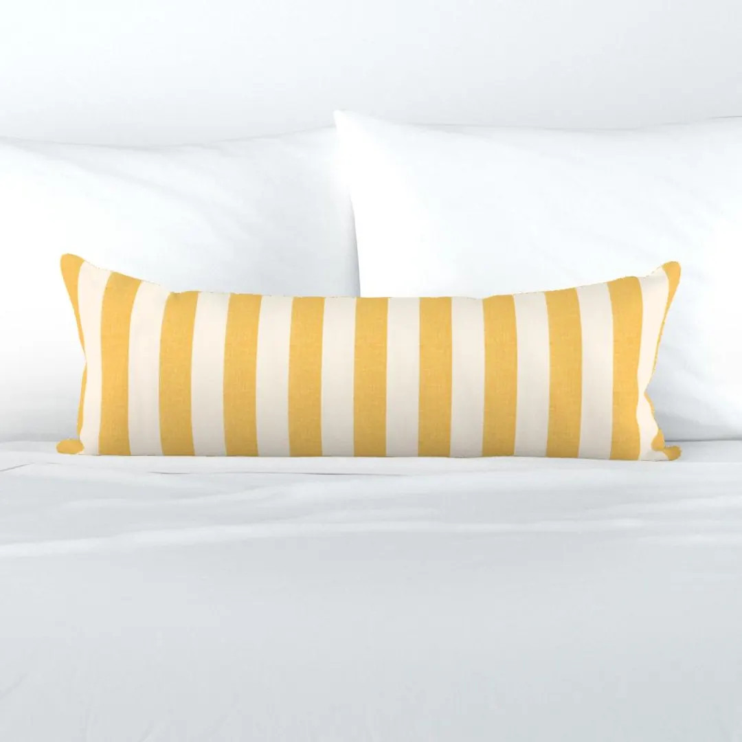 Lemon Yellow Stripe XL Lumbar Pillow - Wide Stripe by Paisleyanddot_llc - Amalfi Pool Stripe Extr... | Etsy (US)
