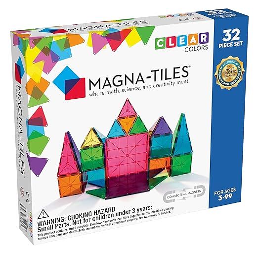 Magna-Tiles 32-Piece Clear Colors Set, The Original Magnetic Building Tiles For Creative Open-End... | Amazon (US)