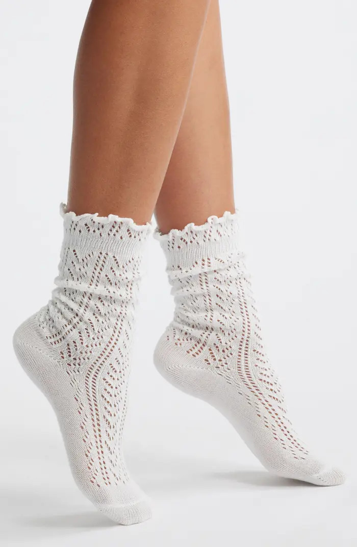 Pointelle Lettuce Edge Crew Socks | Nordstrom