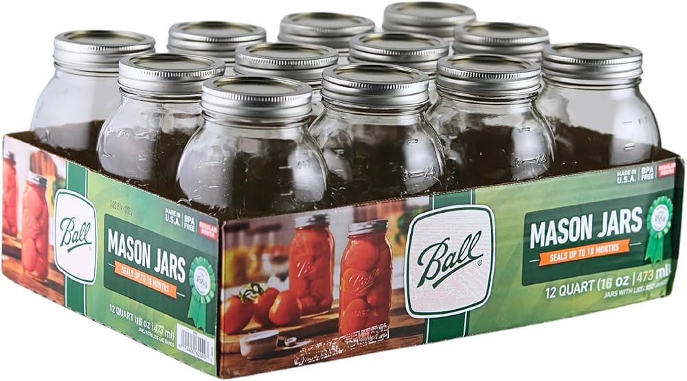 Ball - 16oz Regular Mouth Jars with Lids & Bands 12 Pack Jars, Large Glass Mason Jar for Food Sto... | Amazon (US)