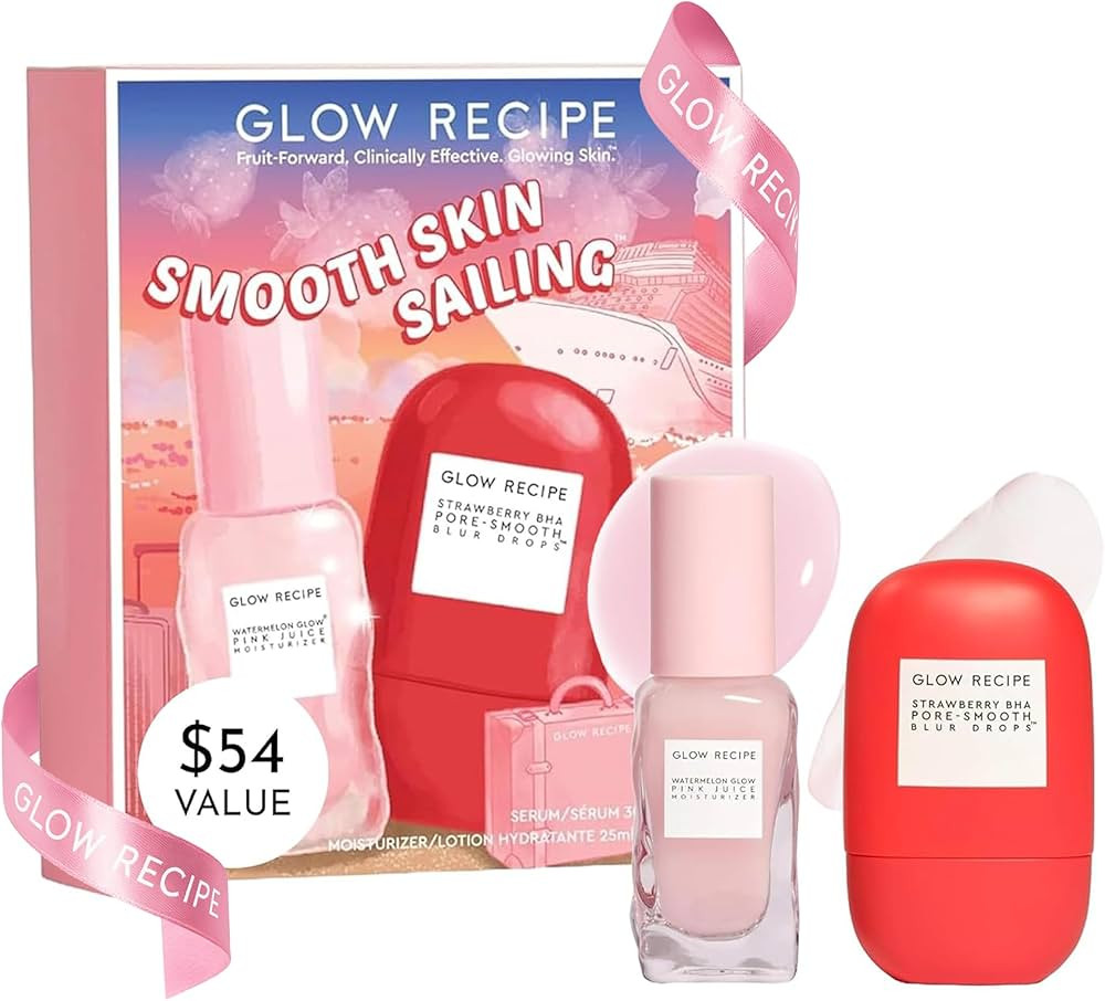 Glow Recipe Smooth Skin Sailing Skincare Set - Watermelon Glow Pink Juice Facial Moisturizer + Si... | Amazon (US)