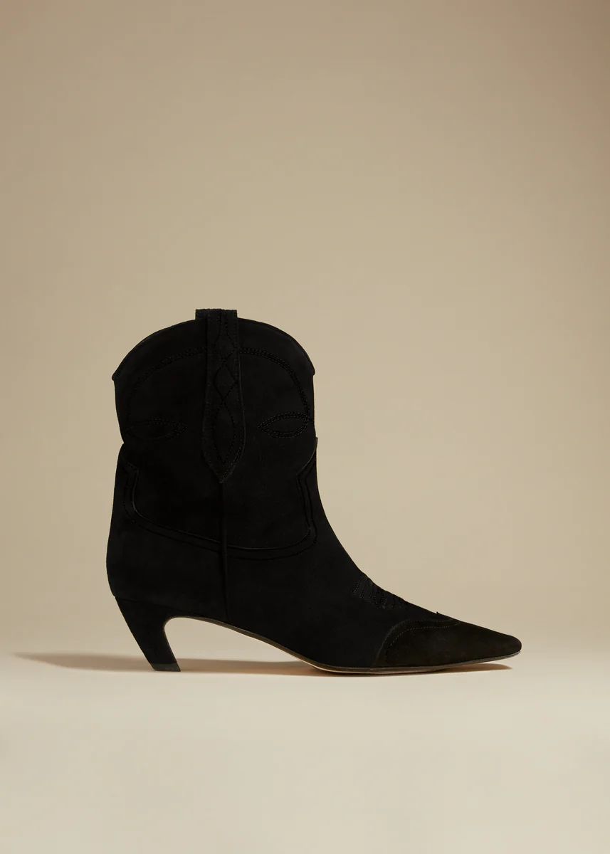 The Dallas Ankle Boot in Black Suede | Khaite