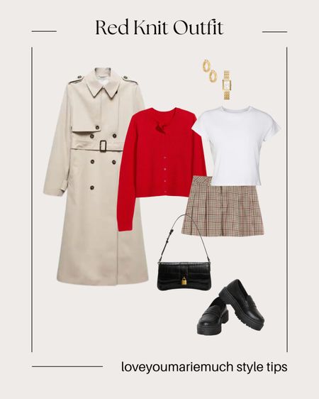 One of the hottest fall trends this season is styling red knits. I personally love to balance out the bold red with neutrals, and in this look I’ve added a timeless trench coat, with a staple white tee and a plaid mini skirt.

#LTKHoliday #LTKSeasonal #LTKstyletip