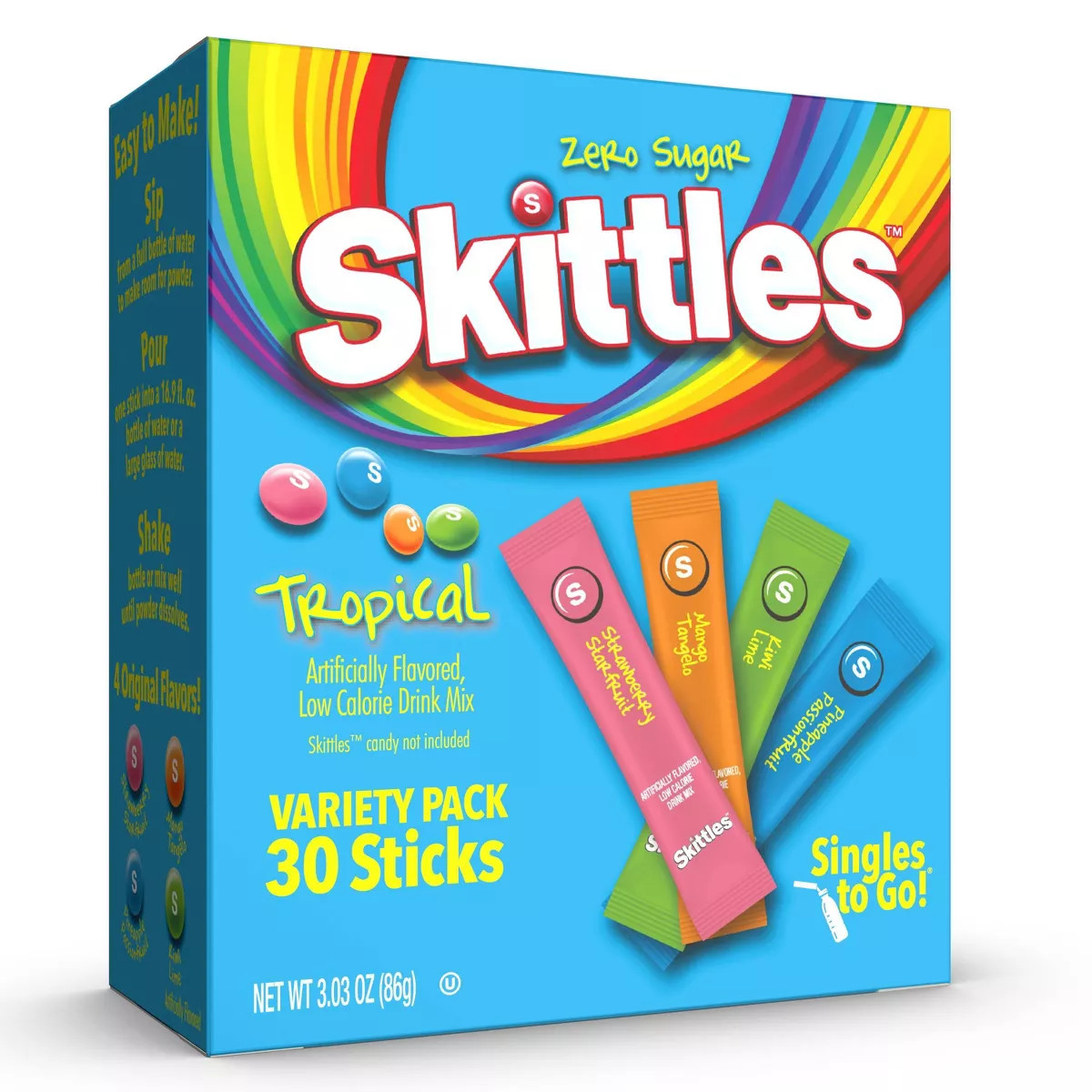Skittles Zero Sugar Tropical Variety Pack Drink Mix - 30ct Packets | Target