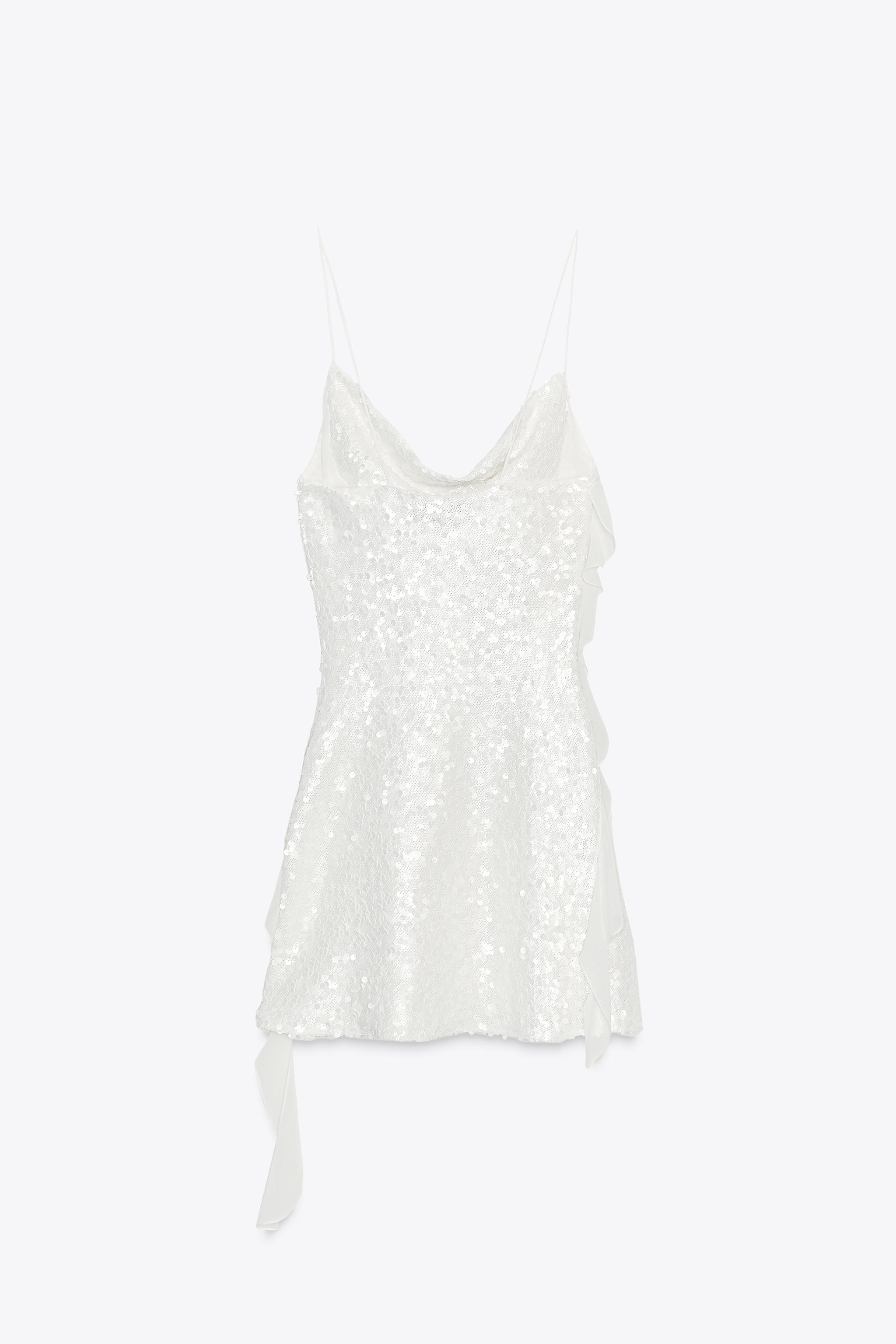 SEQUINNED RUFFLE MINI DRESS | Zara UK