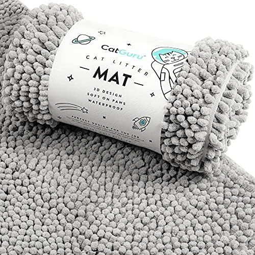 CatGuru Waterproof Non-Slip Machine Washable Cat Litter Mat, Extra Large, 36-Inch x 28-Inch, Grey | Amazon (US)