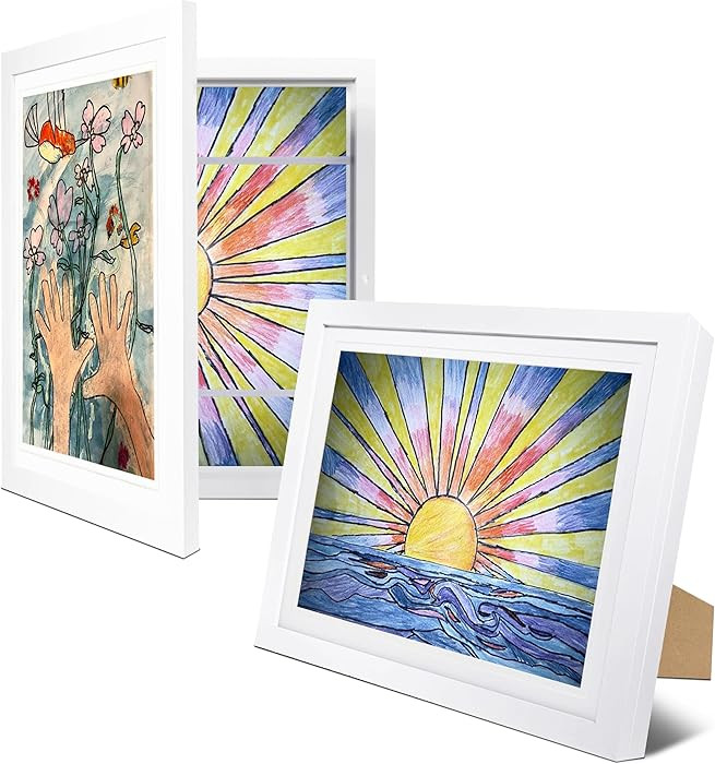 2-Pack Kids Artwork Frames Changeable 10x12.5 with Easel Stands, Hangers, Backboards, Shatterproo... | Amazon (US)