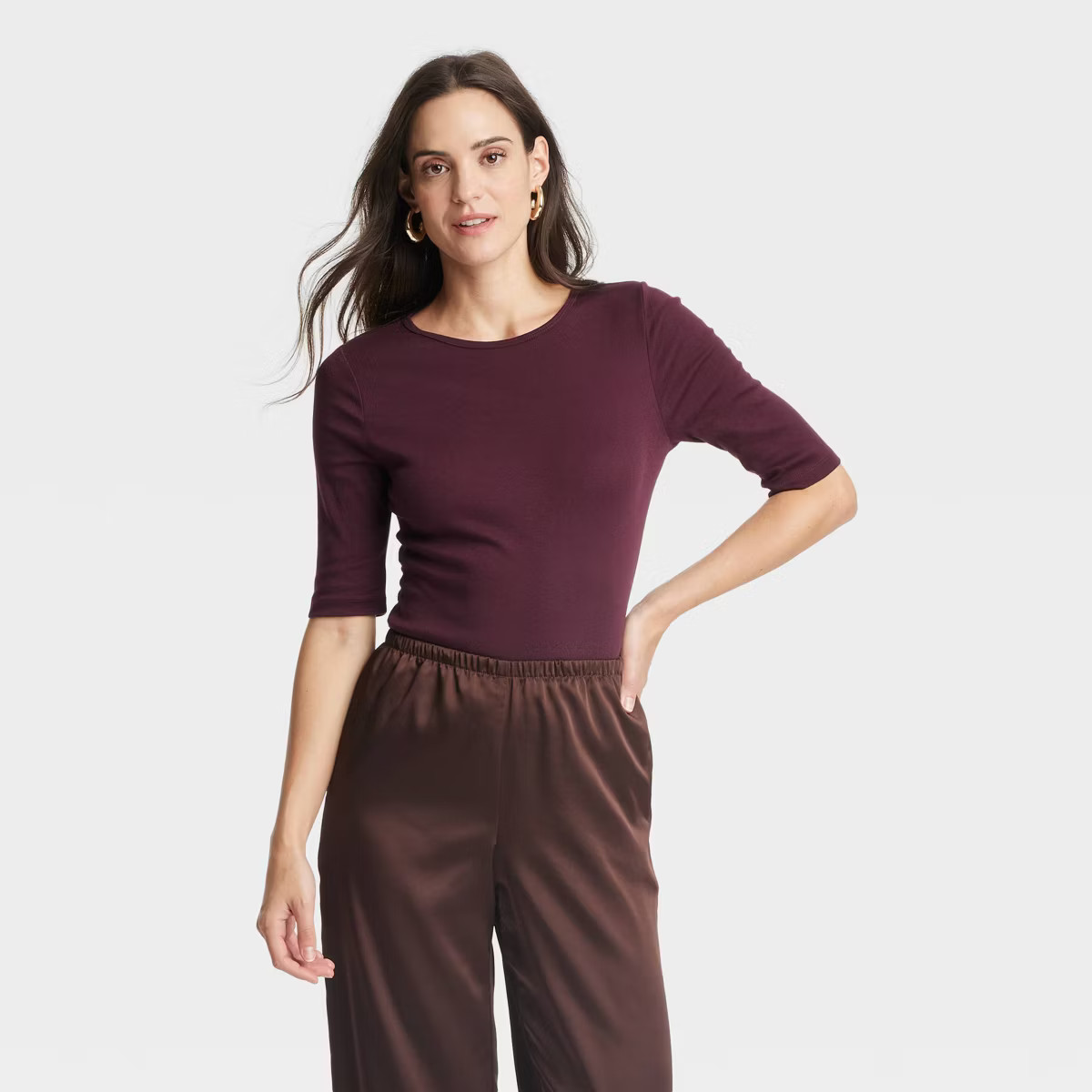 Women's Slim Fit Elbow Sleeve T-Shirt - A New Day™ | Target