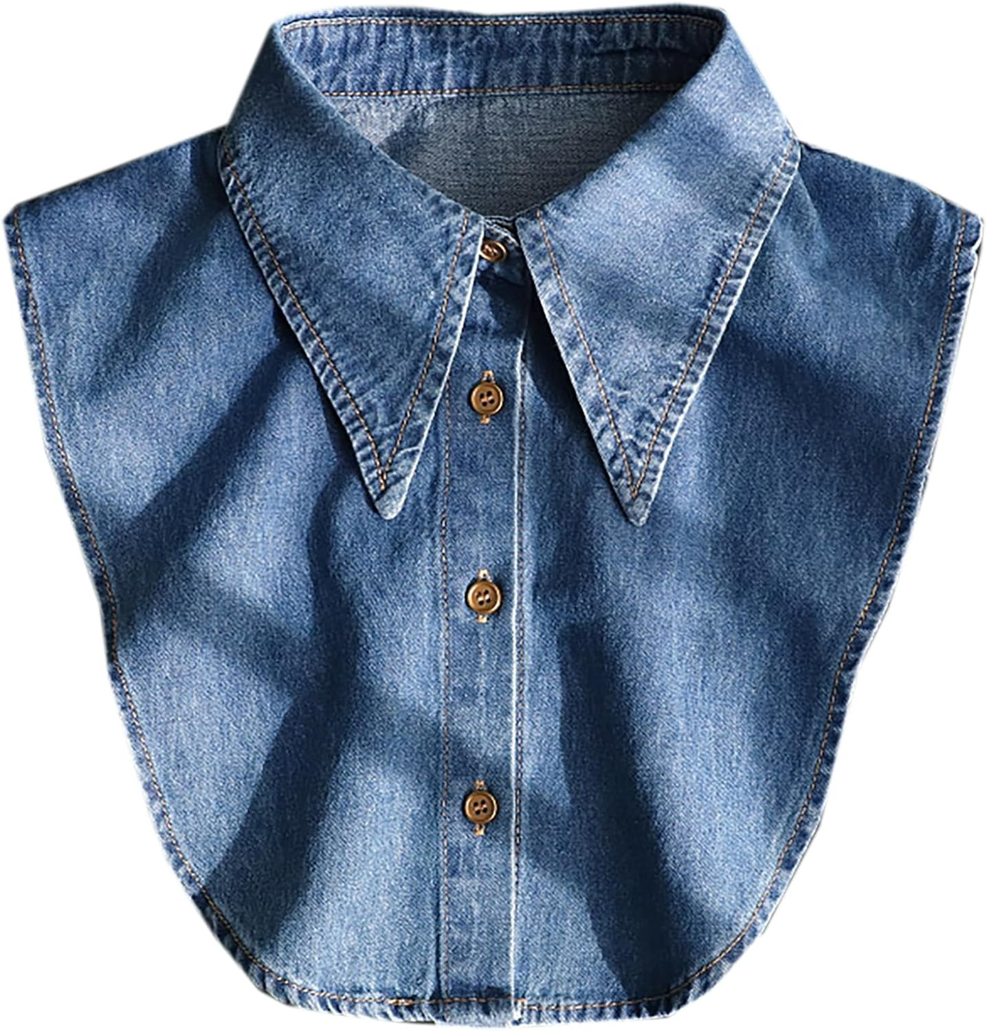 Denim Fake Collar Detachable Dickey Collar Half Shirts Blouse False Collar Top for Women Girls Medium | Amazon (US)