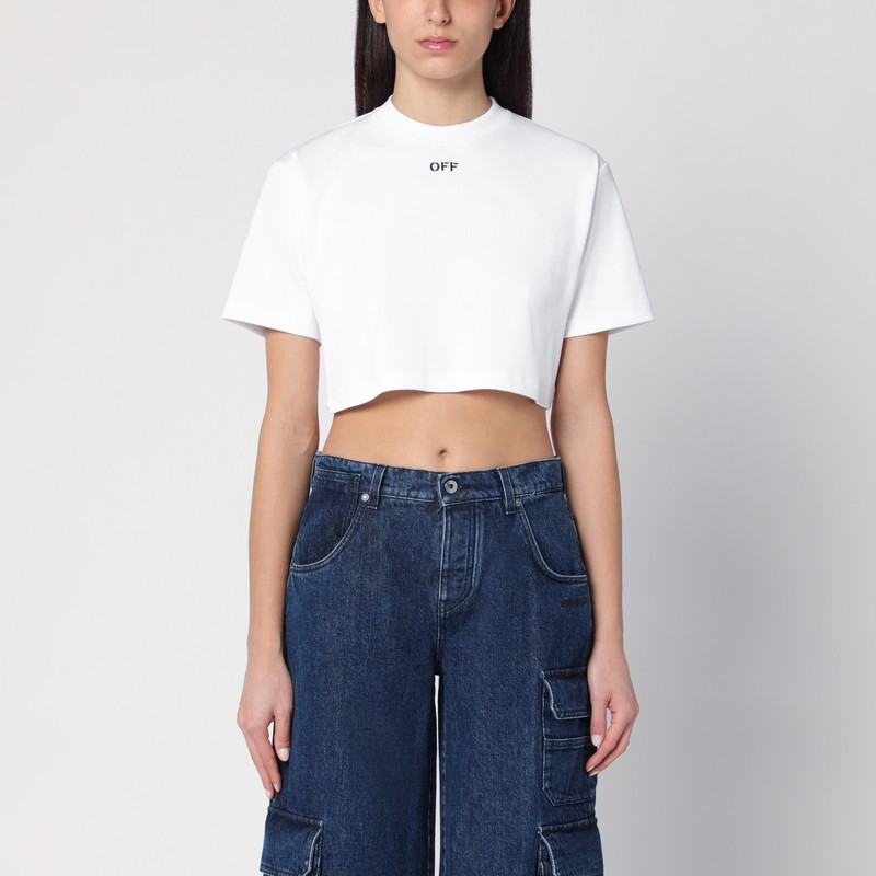 White cropped T-shirt with logo | The Double F