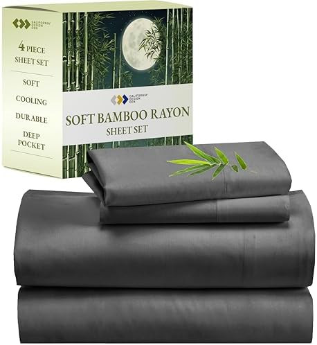 California Design Den Rayon from Bamboo Luxury Silk Cooling Sheets, Queen Size, Grey Bedsheets wi... | Amazon (US)