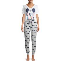 Disney's Mickey Women's and Women's Plus Short Sleeve Top and Joggers Sleep Set | Walmart (US)
