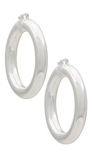 Large Aubree Tube Hoops in Silver | Revolve Clothing (Global)