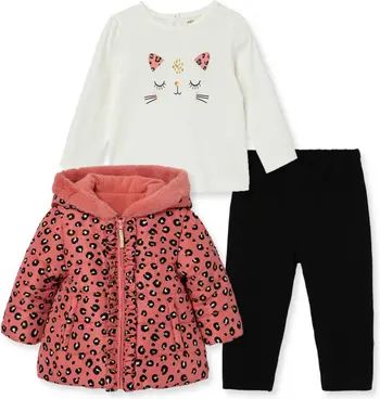 Kids' Faux Fur Jacket, Shirt & Pants Set | Nordstrom