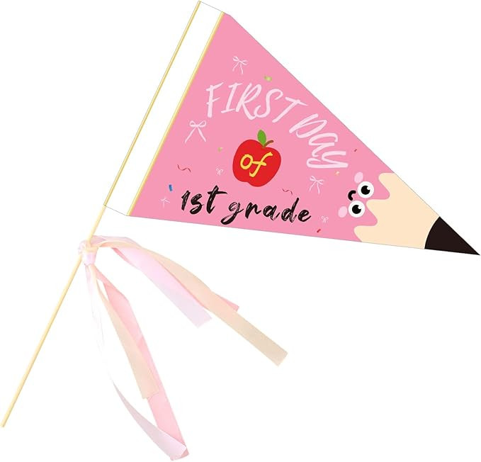 First Day of School Pennant Flag, Paper 1st Grade Flag Cute Back to School Pennant Sign with Ribb... | Amazon (US)