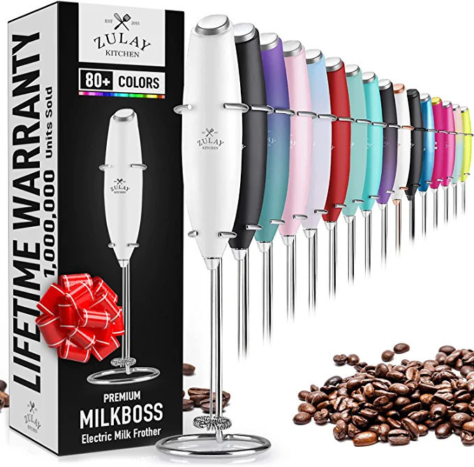 Amazon.com: Zulay Original Milk Frother Handheld Foam Maker for Lattes - Whisk Drink Mixer for Co... | Amazon (US)