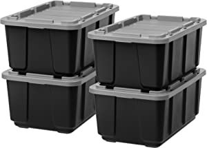 IRIS USA 27 Gallon Large Heavy-Duty Storage Plastic Bin Tote Organizing Container with Durable Li... | Amazon (US)