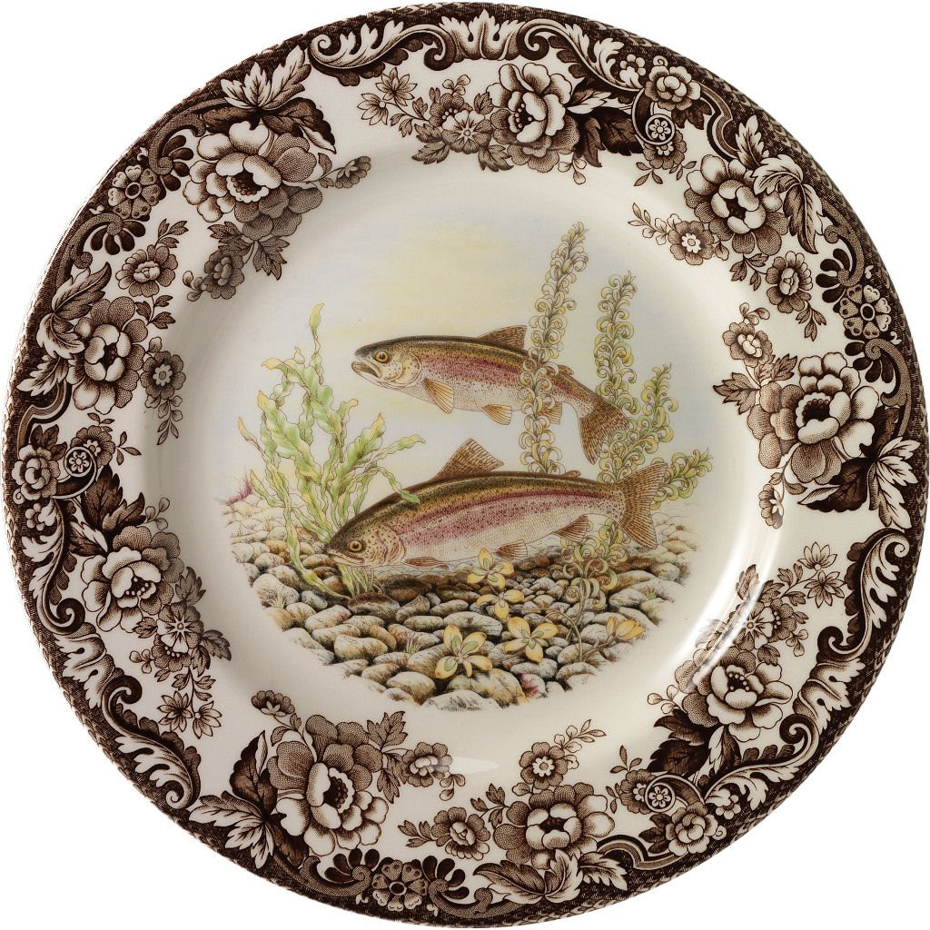 Spode Woodland Dinner Plate, Rainbow Trout Fish | 10.5 Inch | Hunting Cabin, Lodge, Fishing and C... | Amazon (US)