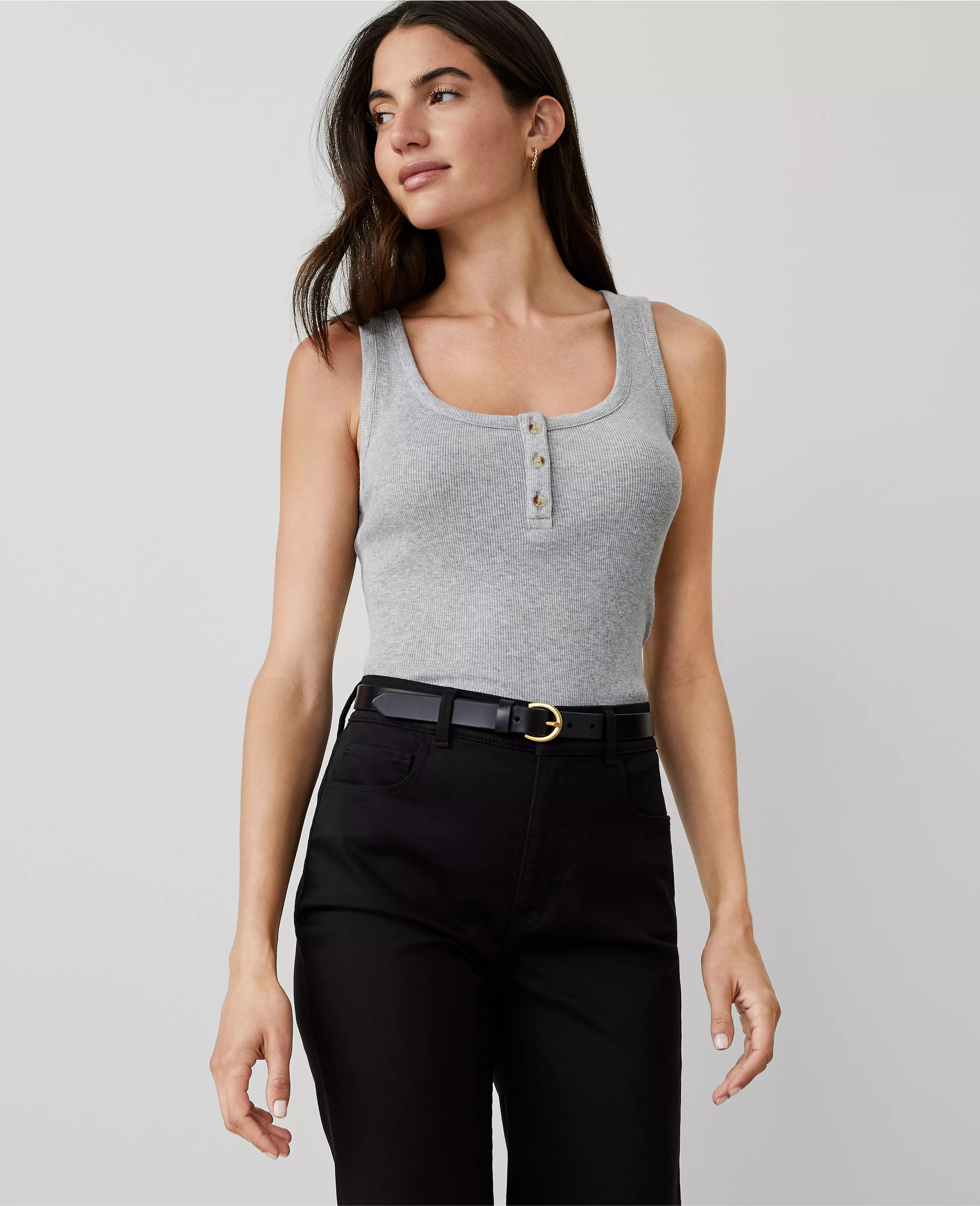 AT Weekend Ribbed Pima Cotton Henley | Ann Taylor (US)