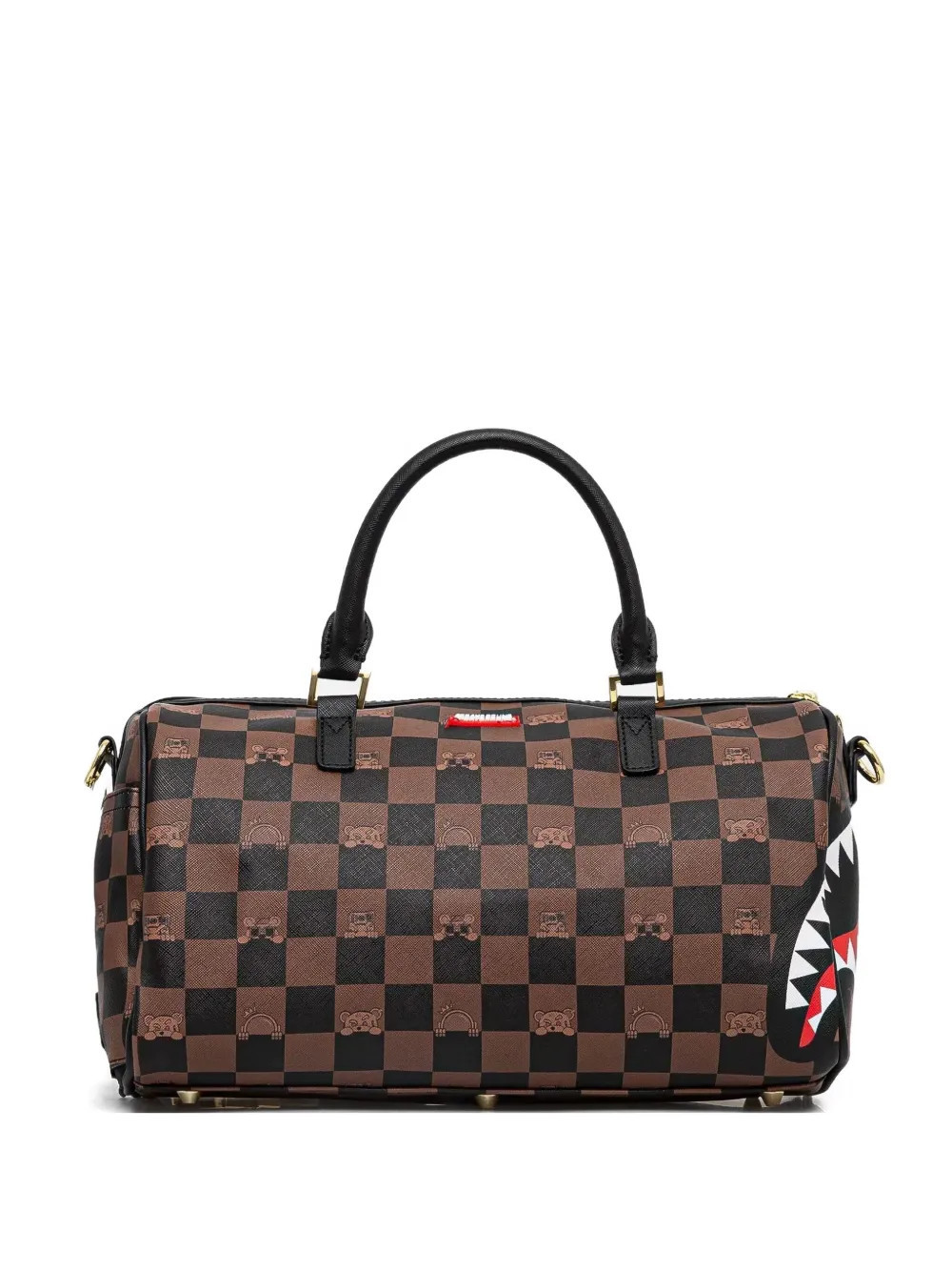 Sprayground small Peeking Character check-pattern duffle bag - Brown | Farfetch Global