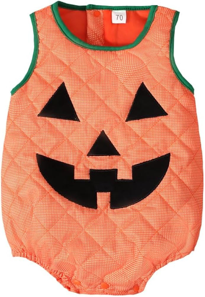 Noubeau Toddler Baby Boy Girl Halloween Clothes Pumpkin Sleeveless Romper Bodysuit One Piece Hall... | Amazon (US)