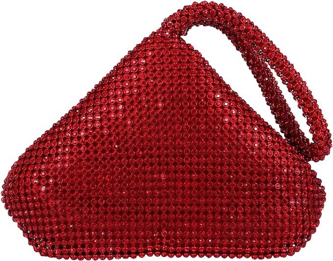ele ELEOPTION Women Red Evening Bag Women's Clutch Purse Bag Triangle Full Rhinestones Bags for P... | Amazon (US)