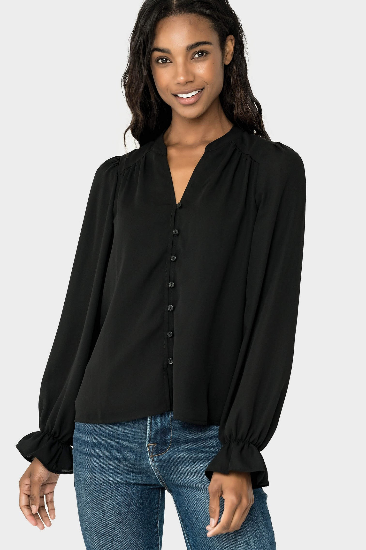 Long Sleeve Blouse with Ruffled Cuff | Gibson