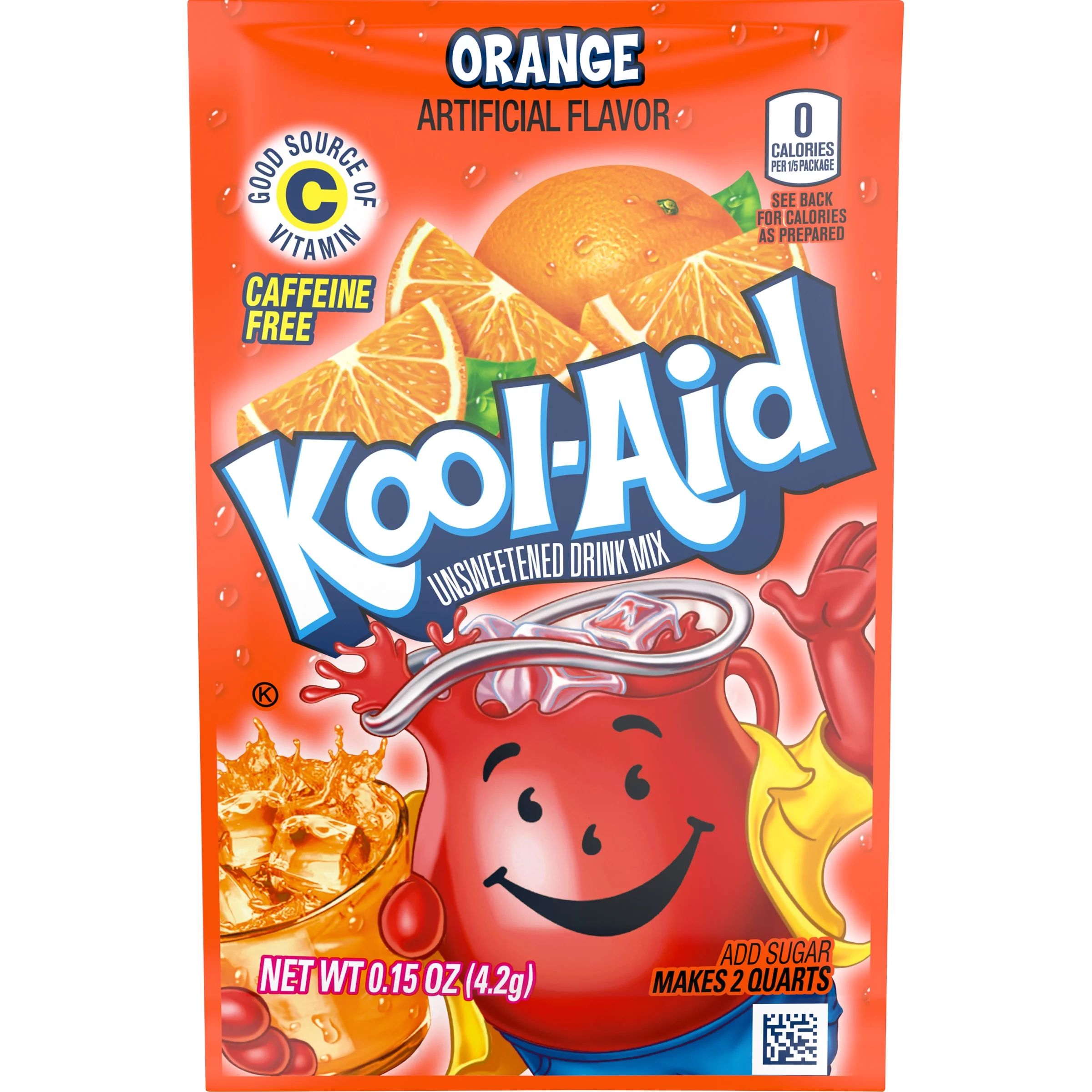 Kool-Aid Unsweetened Orange Artificially Flavored Powdered Soft Drink Mix, 0.15 oz Packet | Walmart (US)