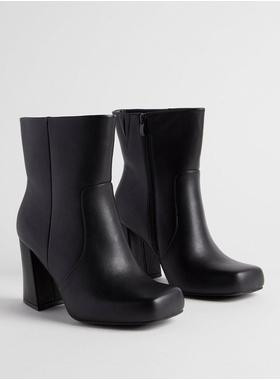 Square Toe Triangle Heel Bootie (WW) | Torrid (US & Canada)