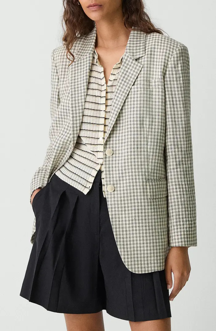 Check Linen Blend Blazer | Nordstrom Rack