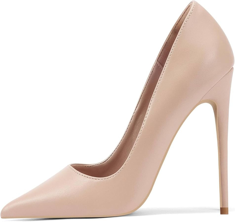 Elisabet Tang Women Pumps, Pointed Toe High Heel 4.7 inch/12cm Party Stiletto Heels Shoes Matte | Amazon (US)