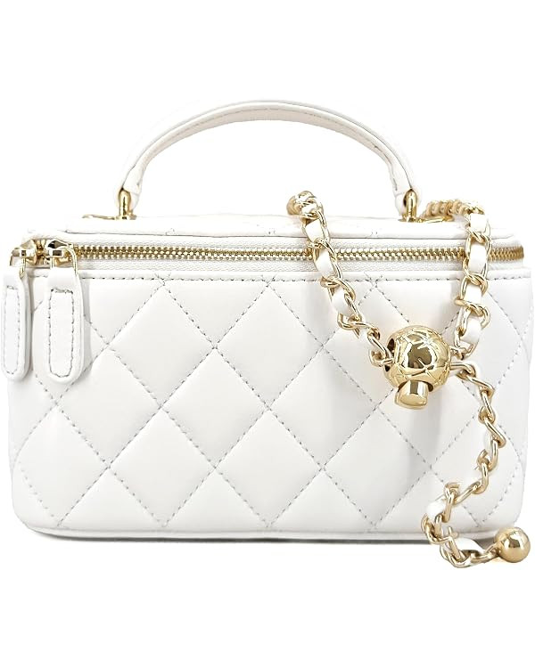 Small Mini Quilted Lambskin Vanity Purse Crossbody Bag for Women | Amazon (US)
