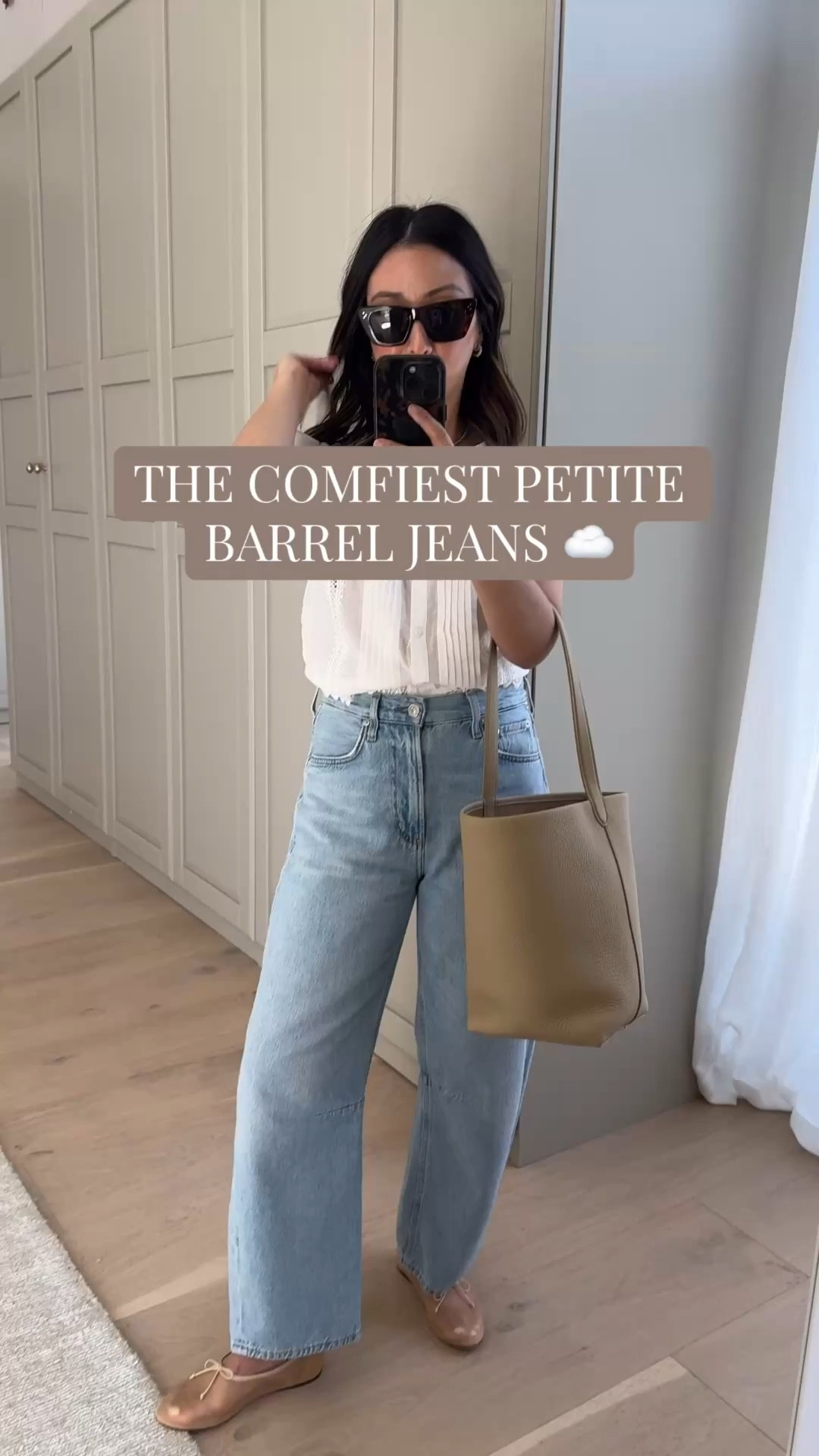 Citizens of Humanity Petite Miros review. This specific wash is butter soft - like sweatpants denim. Length is fantastic on petites! 

Zara top small - sold out in white, linked similar
Citizens of Humanity Miro jeans 25 petite
Loeffler Randall mesh flats 5
The Row bag medium - linked similar
Celine sunglasses
Dorsey James necklace 15"
Electric Picks Daphne hoops

Spring outfits 2026, petite style, jeans 

#LTKootd #LTKmomlife #LTKSeasonal