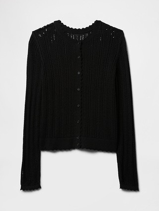 Linen-Blend Pointelle Cardigan | Gap (US)