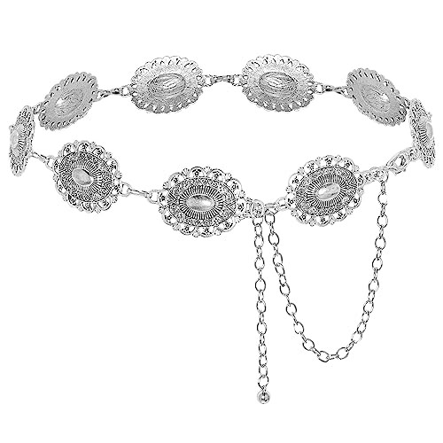 Topbuti Western Oval Concho Chain Belt for Women Metal Waist Chain Belt for Dresses Jeans Western... | Amazon (US)