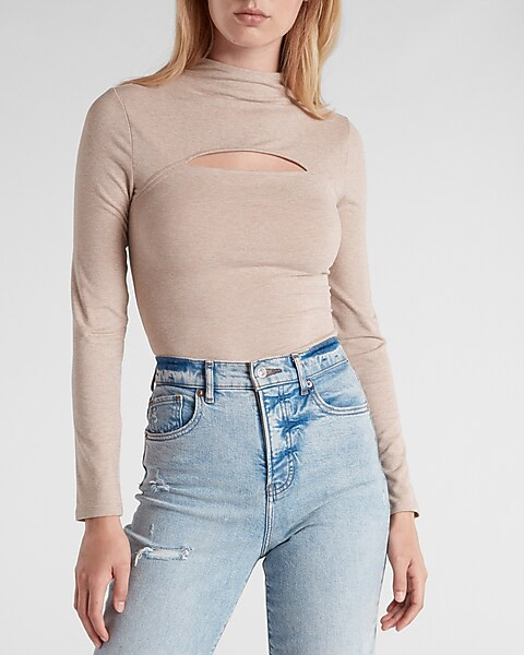 Body Contour Cozy Mock Neck Cutout Bodysuit | Express