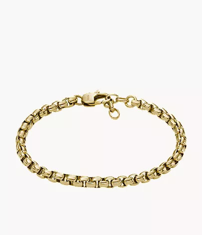 Ellis Core Chains Gold-Tone Stainless Steel Chain Bracelet | Fossil (US)