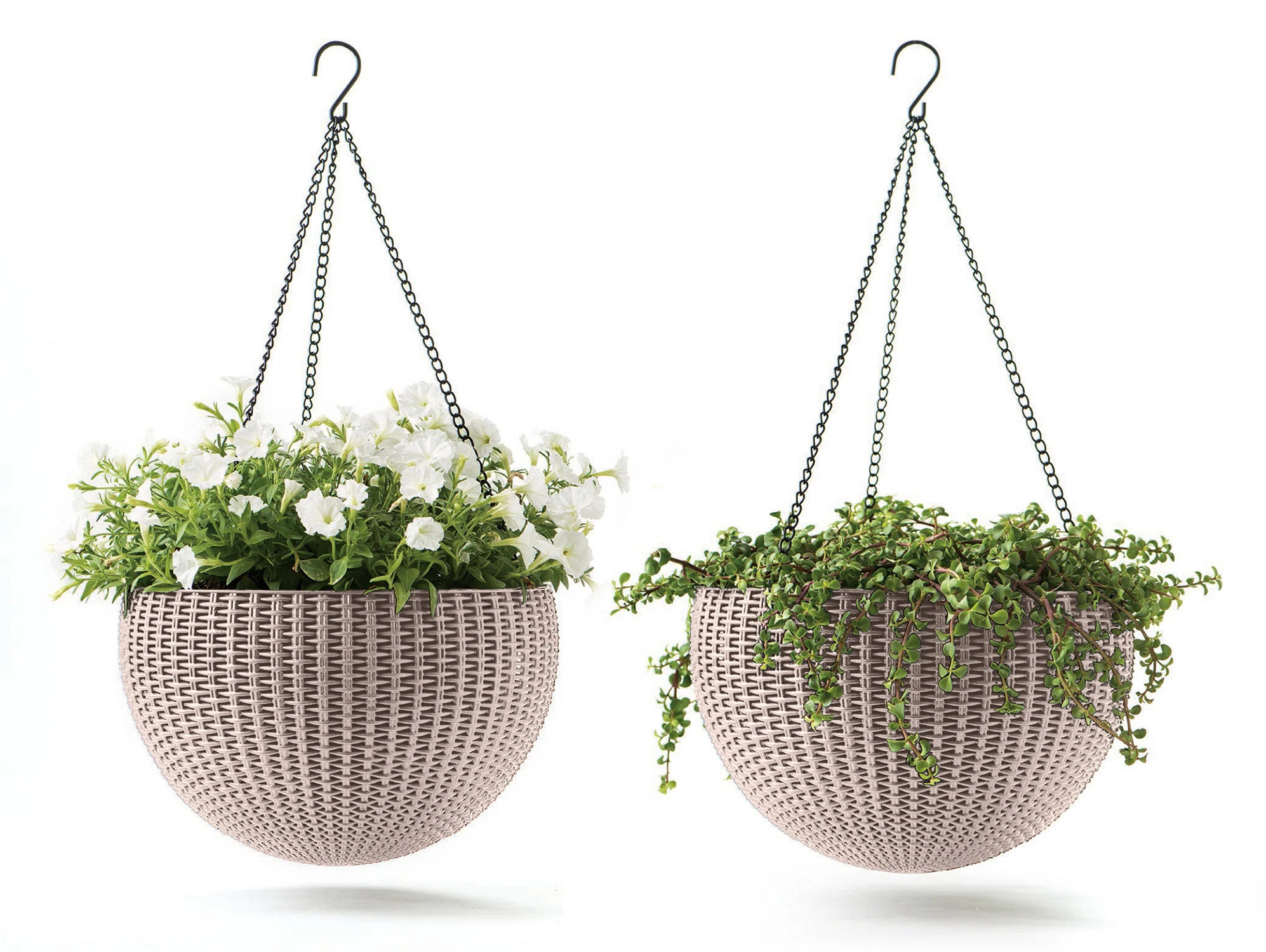Round Hanging Planter Set of 2 - Taupe | Wayfair North America