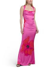 Satin Lace Up Maxi Dress | TJ Maxx