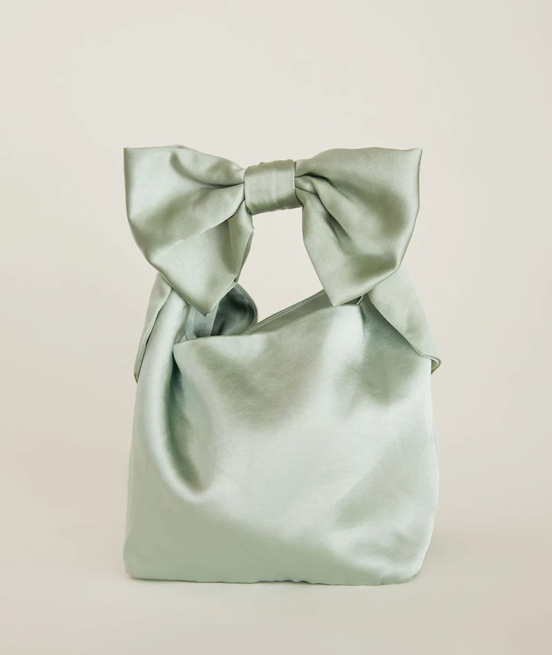 Bow Detail Satin Pouch Bag | Six Stories