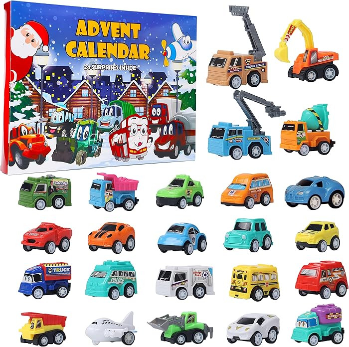 ATDAWN Christmas Advent Calendar 2025 with 24 Different Vehicles, Car Advent Calendar for Kids, C... | Amazon (US)