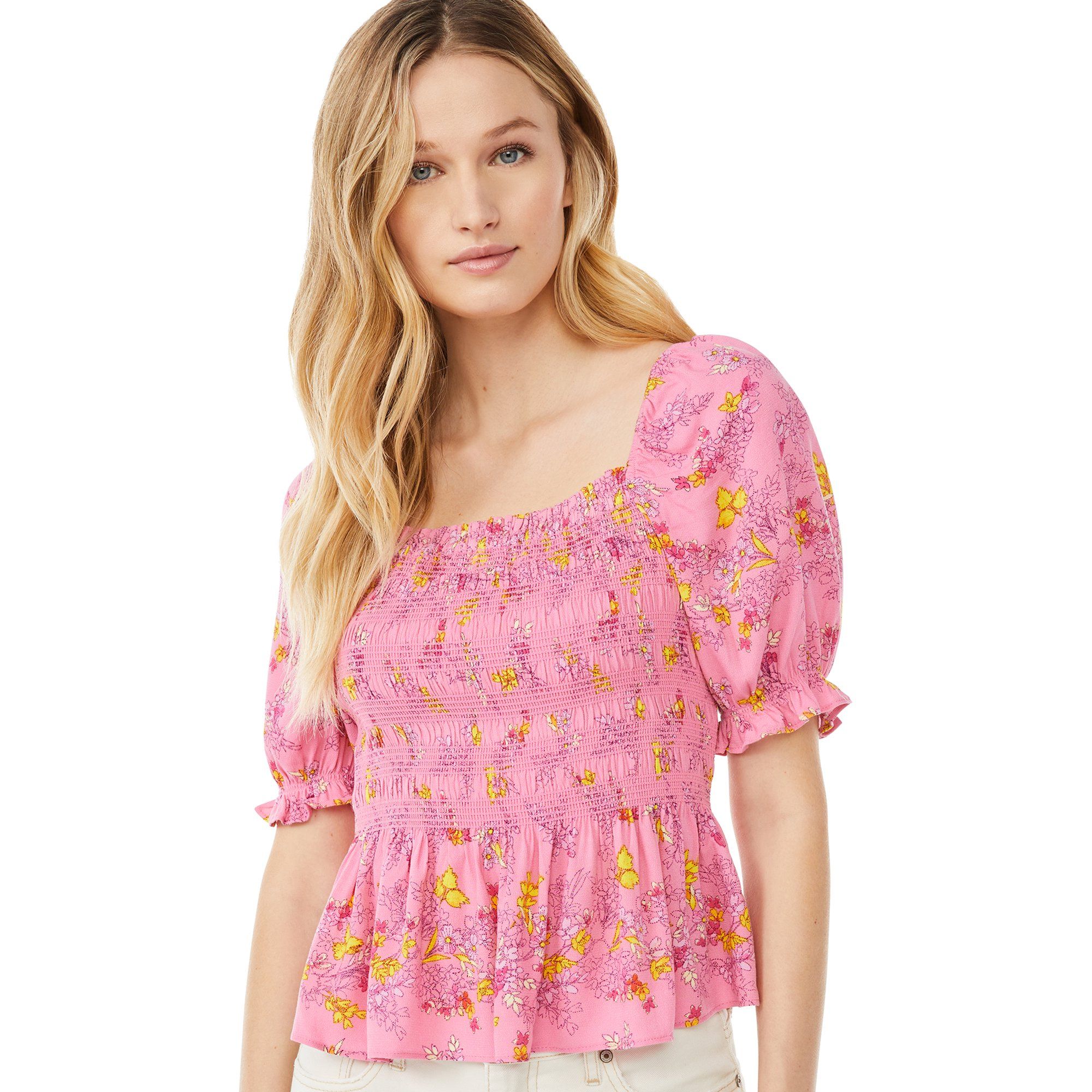 Scoop Women's Smocked Puff Sleeve Top | Walmart (US)