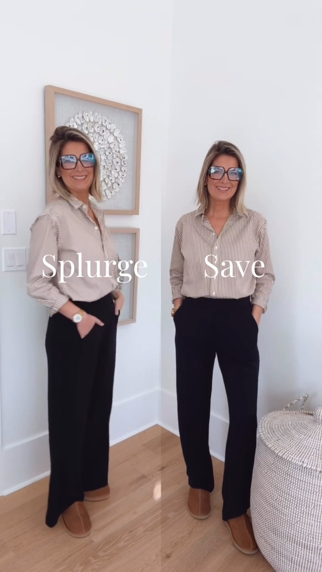 I am 5’11” wearing xs in the shirt (size down) and xs tall in the splurge pants (my new customer discount code is RACHELXSPANX). I am in small tall in the save pant. The leg isn’t as wide or drapey on the save pant.  Work from home outfit!  

#LTKgrwm #LTKWorkwear #LTKSaleAlert