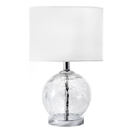 Silver 17-inch Crinkled Glass Sphere Table Lamp | Rugs USA
