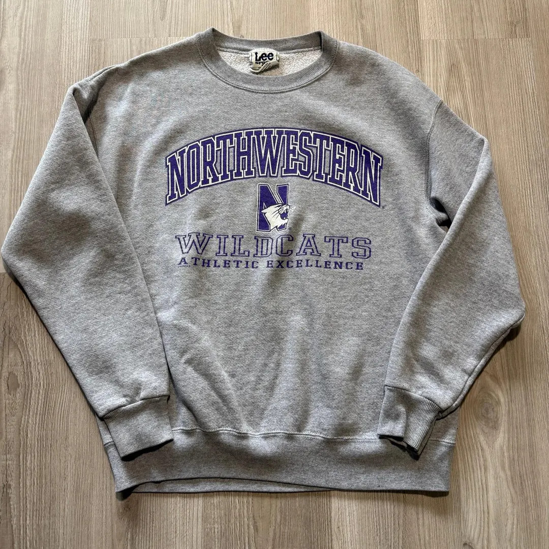 Vintage 90's Northwestern Wildcats Gray Crewneck Pullover Sweatshirt Sz Large - Etsy | Etsy (US)
