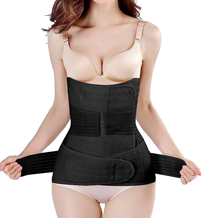 2 in 1 Postpartum Support Recovery Belly Wrap Waist/Pelvis Belt Body Shaper Postnatal Shapewear,O... | Amazon (US)